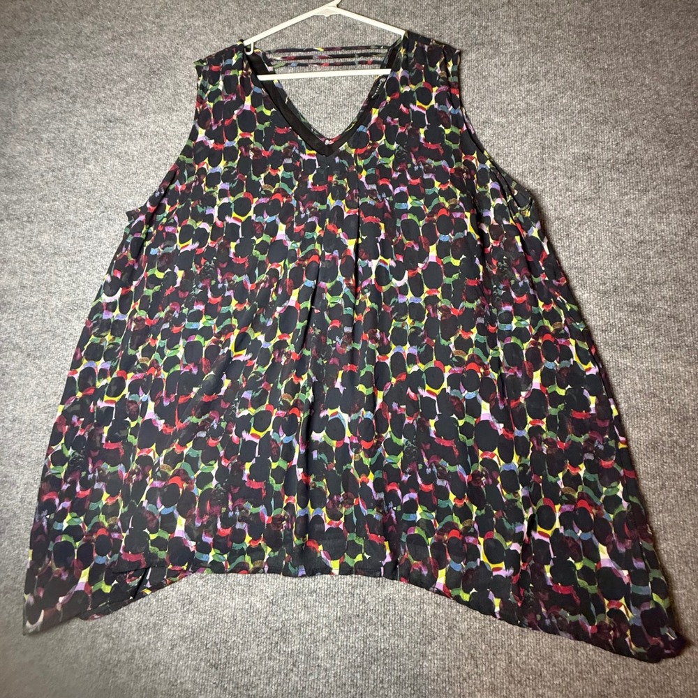 Ryan Wythe Womens‎ 3X Abstract Dot Print V-Neck Sharkbite Hem Strappy Tank Top